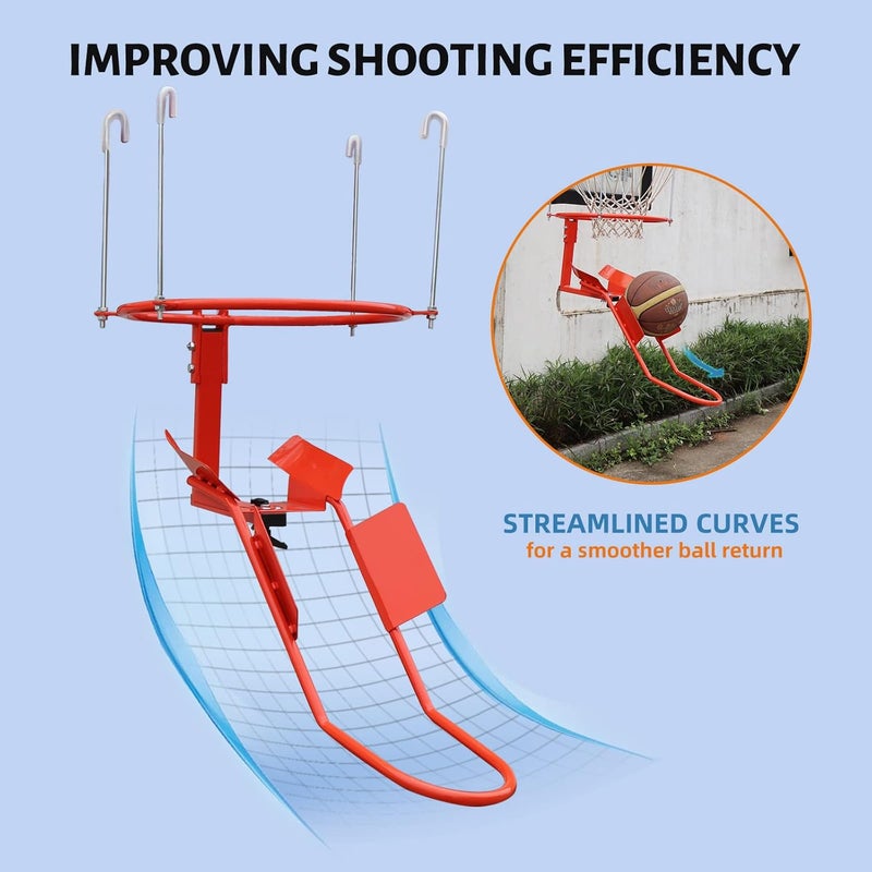 ProSlam Basketball Return Attachment, Heavy Duty Durable Steel Return System for Basketball - 180 Degree Rotatable Chute Shot Returner for 18" Rim Indoor and Outdoor【Product Patents】 - Image 5
